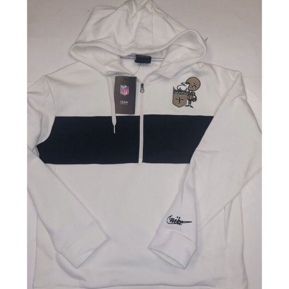 Nike Womens Size Small New Orleans Saints Historic Half Zip Hoodie Cream Black - Picture 2 of 8